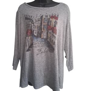 Retrology Shirt 3X Gray Italy Venice Scene Top Casual Cozy Travel Top